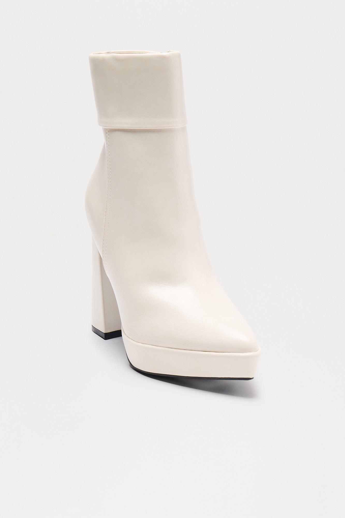 Ryker Faux Leather Booties - Ivory