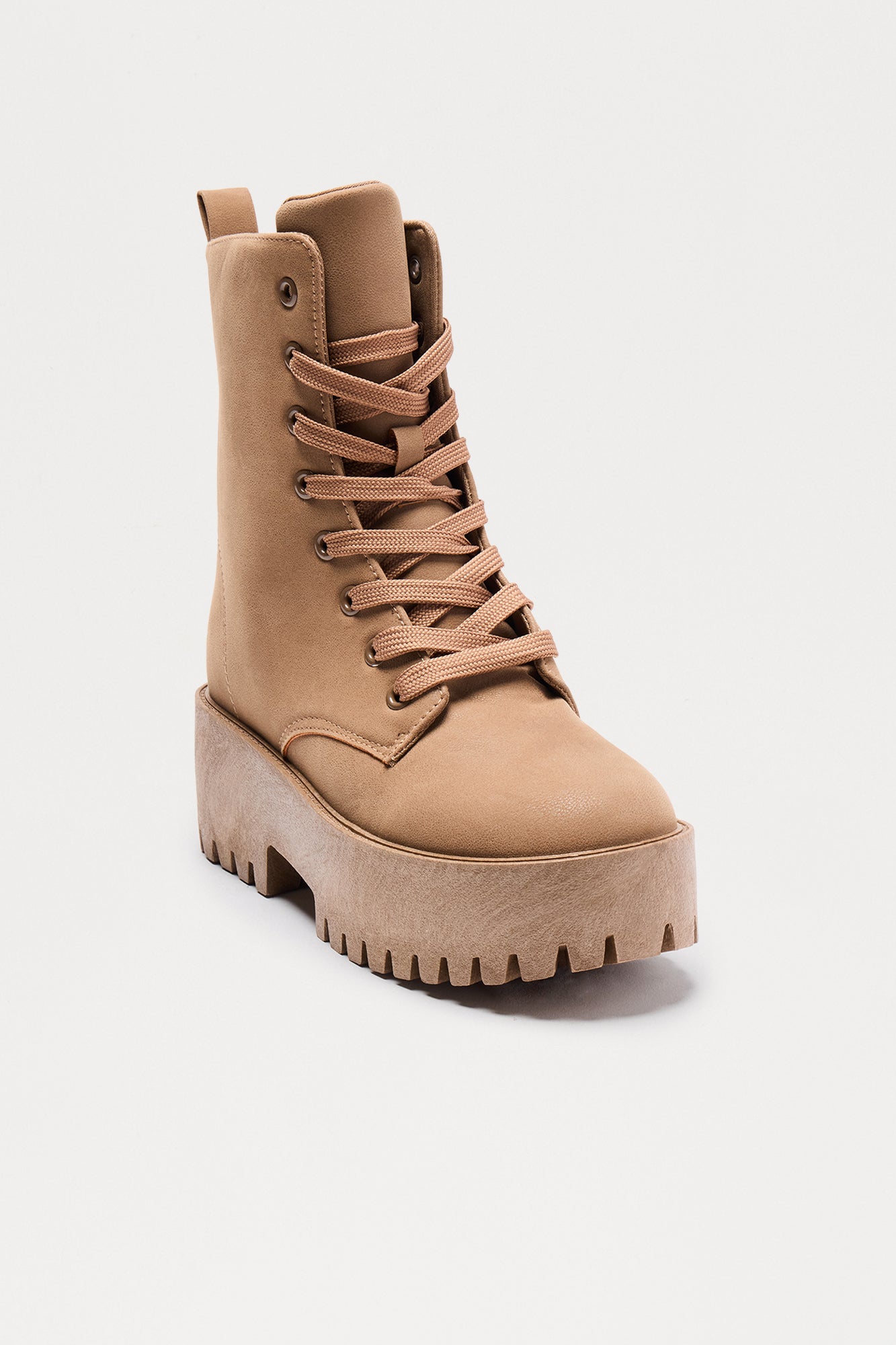 Vanni Lace Up Combat Boots - Tan