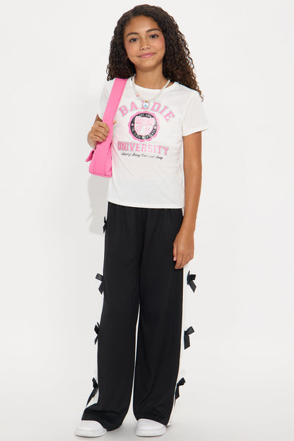 Mini Baddie University Pant Set - Black/White