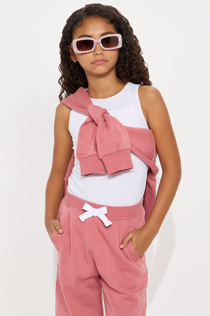 Mini Relaxed Vibe Zip Up Jacket and Jogger Pant Set - Pink