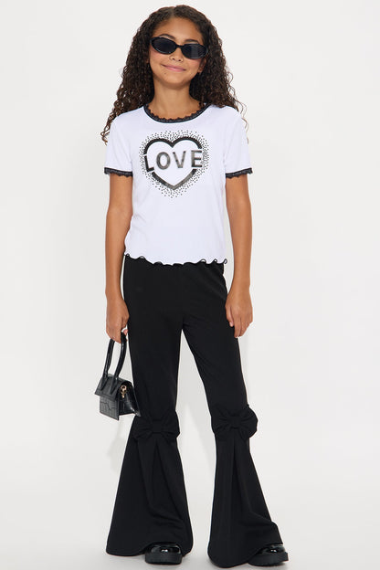 Mini Full Of Love Pant Set - Black/White