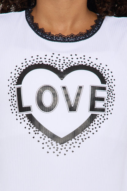 Mini Full Of Love Pant Set - Black/White