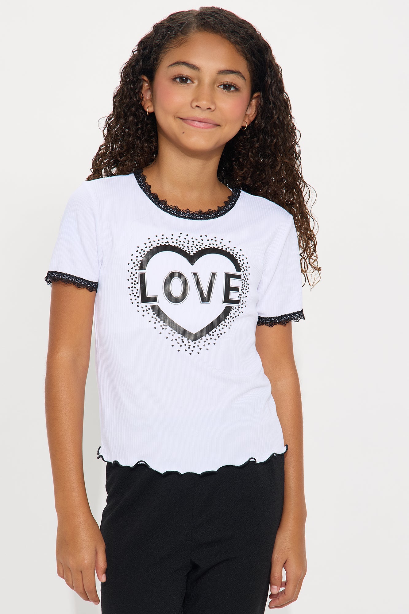 Mini Full Of Love Pant Set - Black/White
