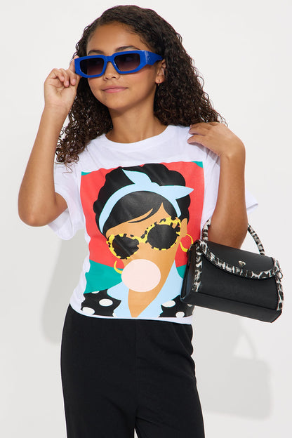 Mini Posh Bubblegum Short Sleeve Tee - White