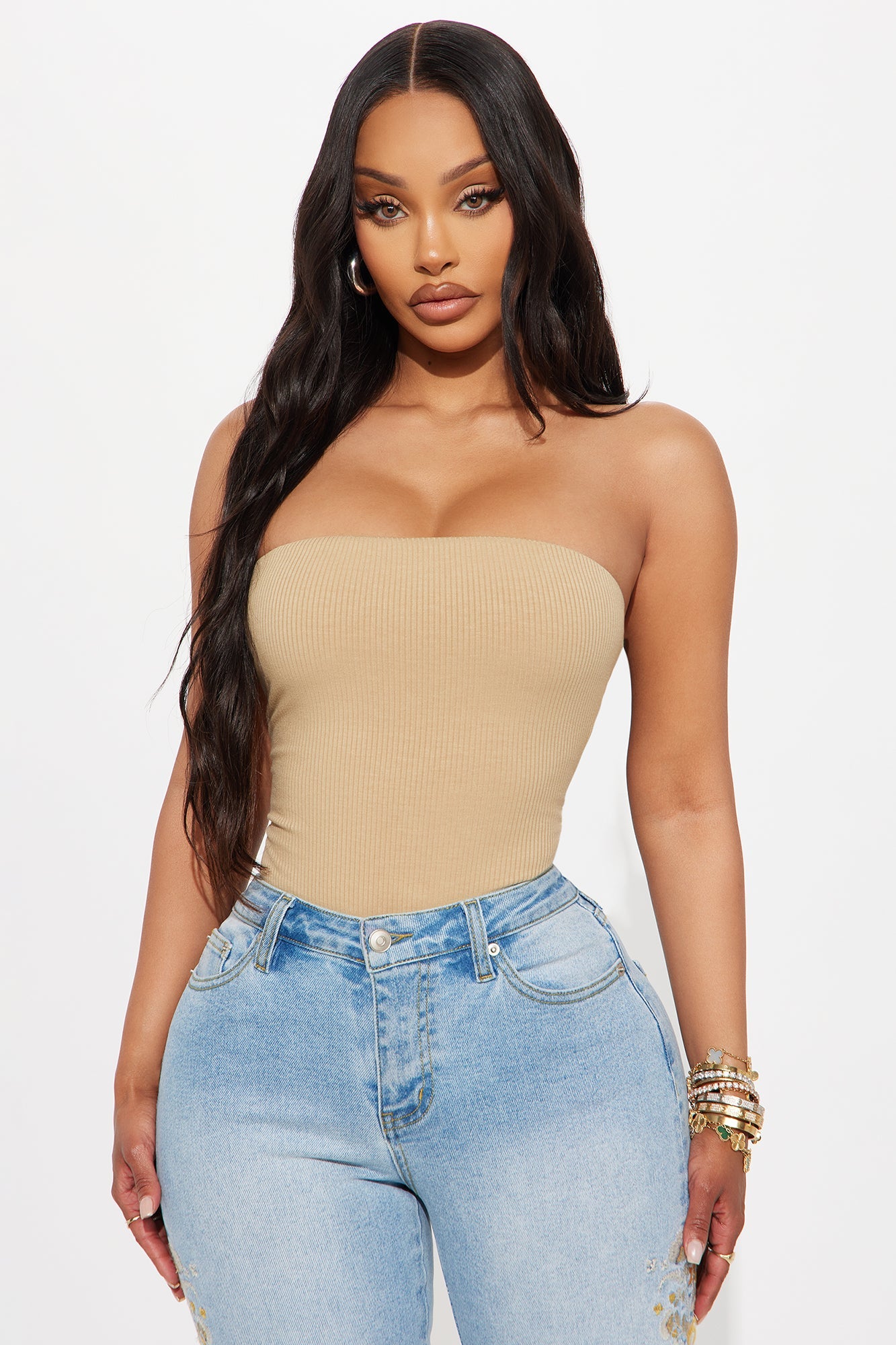 Demi Double Lined Tube Bodysuit - Nude