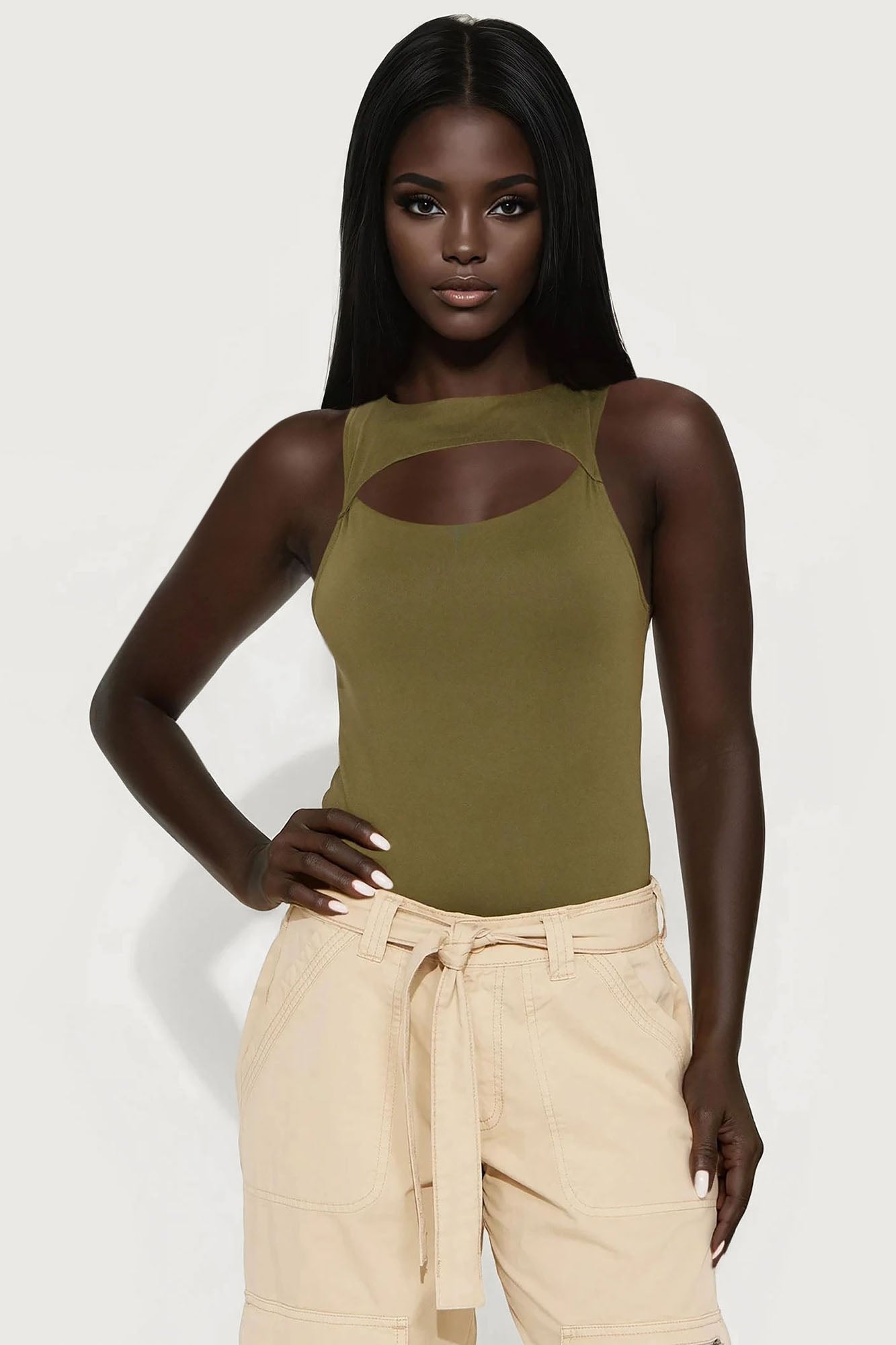 Eli Cut Out Bodysuit - Olive