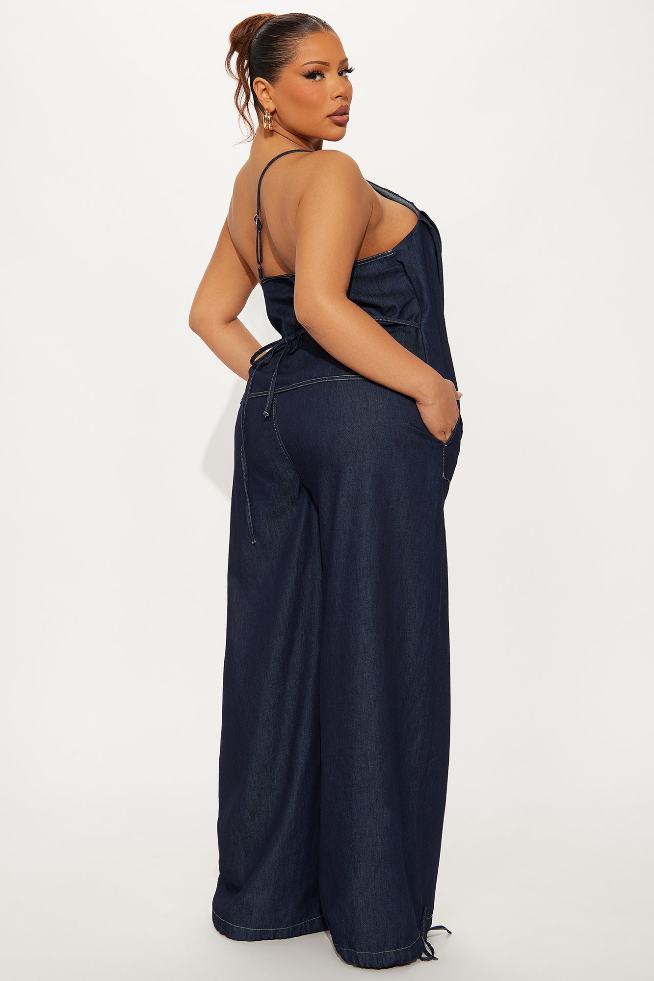 Jenni Dark Wash Wide Leg Pant Set - Dark Wash