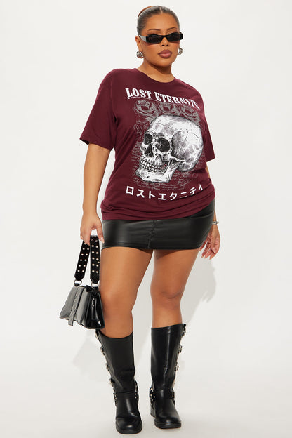 Lost Eternity Skull Tee - Burgundy