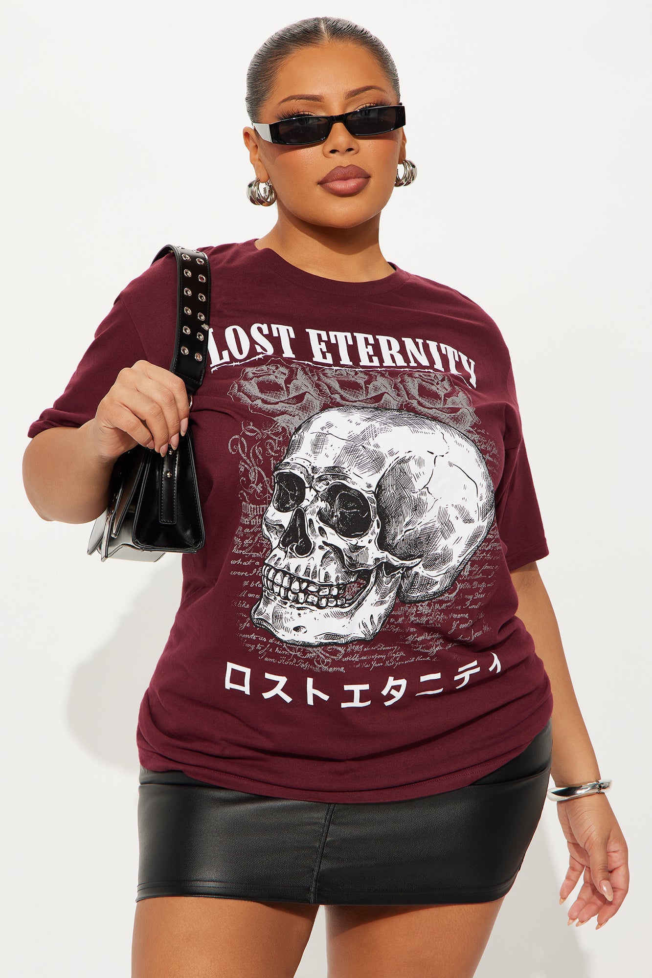 Lost Eternity Skull Tee - Burgundy