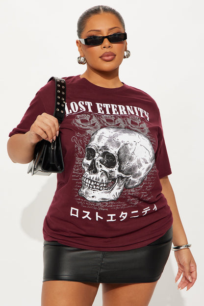 Lost Eternity Skull Tee - Burgundy
