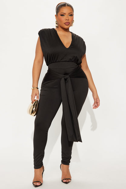 The Edit Short Sleeve Skinny Jumpsuit - Black