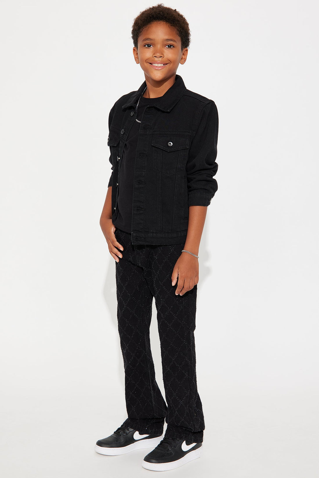 Mini Stacked Slim Flare Wrecked In Jewels Jeans - Black