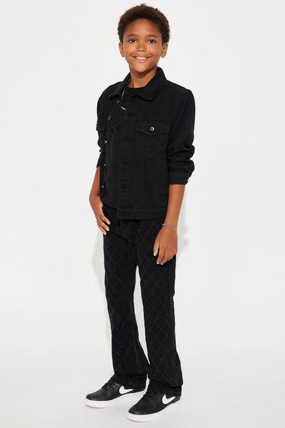 Mini Stacked Slim Flare Wrecked In Jewels Jeans - Black