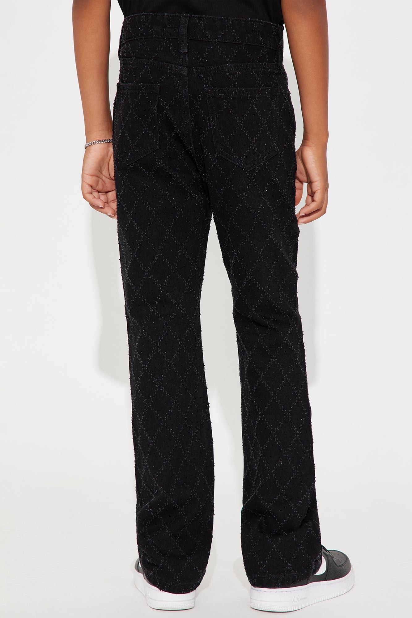 Mini Stacked Slim Flare Wrecked In Jewels Jeans - Black