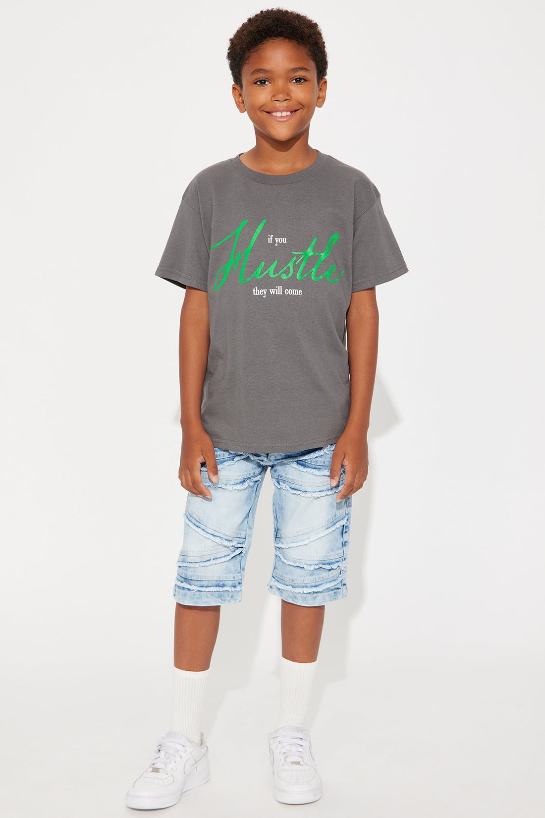 Mini Hustling Pays Off Short Sleeve Tee - Charcoal