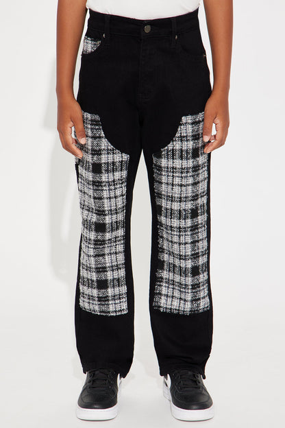Mini Hard At Work Patchwork Straight Leg Jeans - Black