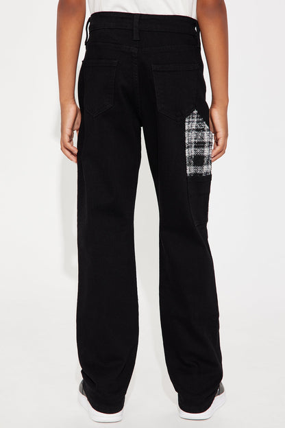 Mini Hard At Work Patchwork Straight Leg Jeans - Black
