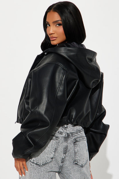 Young Mogul Faux Leather Jacket - Black