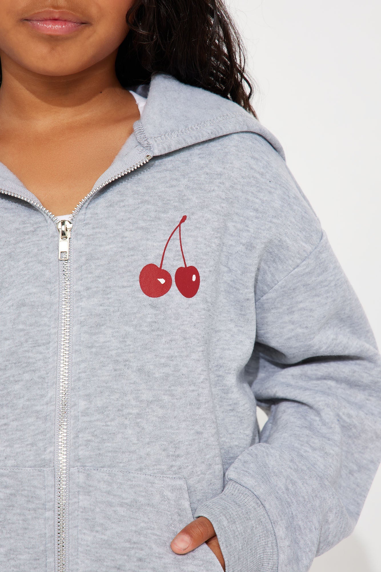 Mini Cherry Taste Fleece Short Set - Heather Grey
