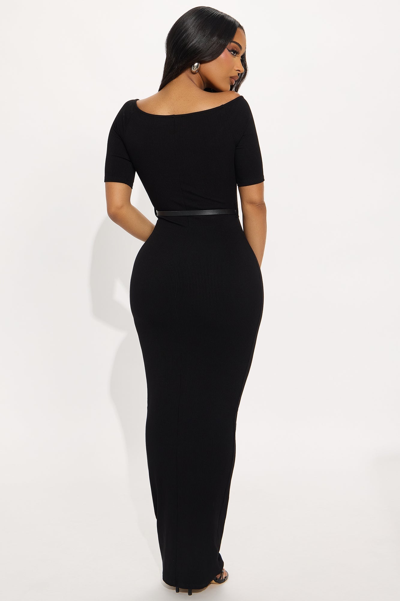 Channing Snatched Belted Maxi Dress - Black