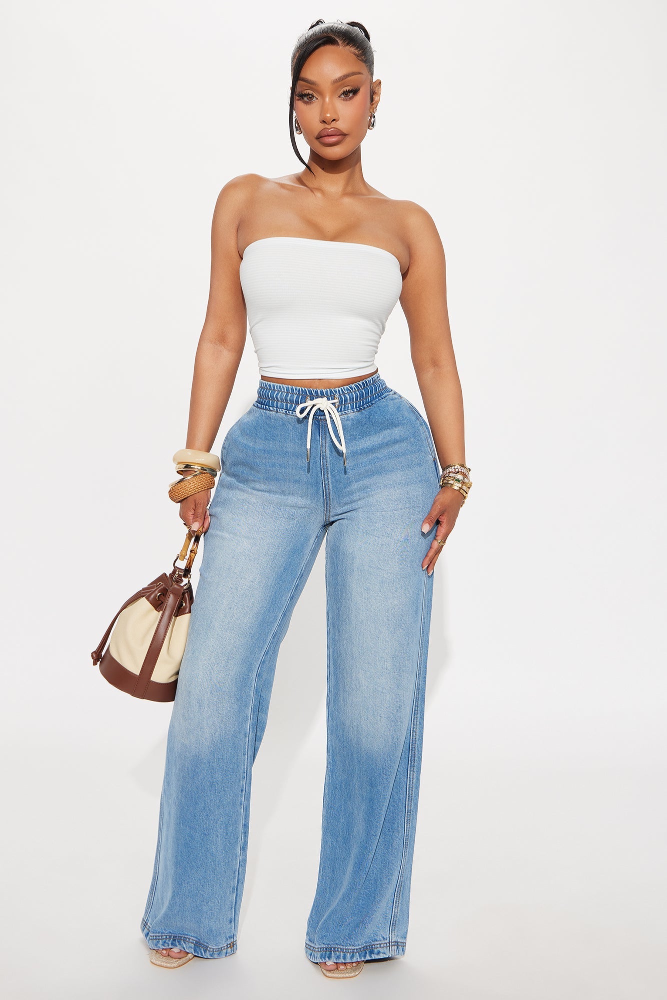 Ocean Drive Drapey Wide Leg Jeans - Vintage Wash