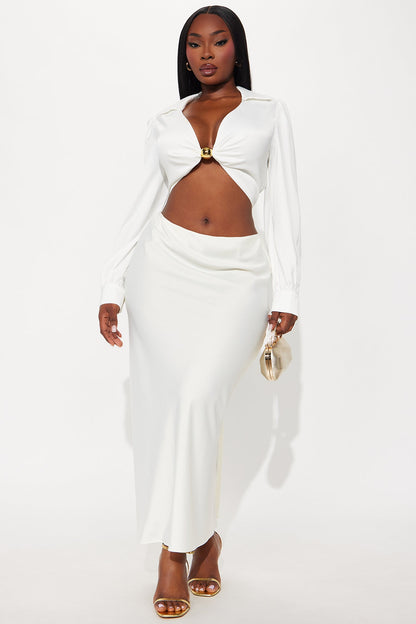 On My Own Time Hardware Satin Blouse - White