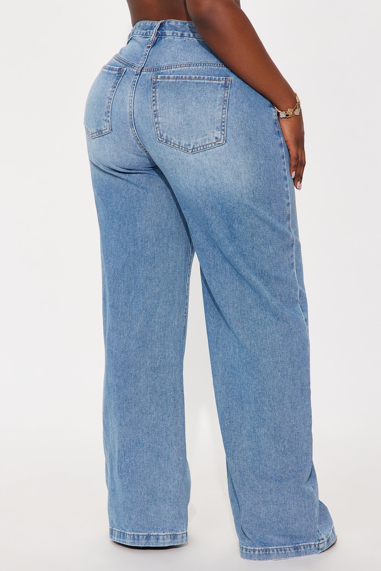 Alannah Non Stretch Low Rise Wide Leg Jeans - Medium Wash