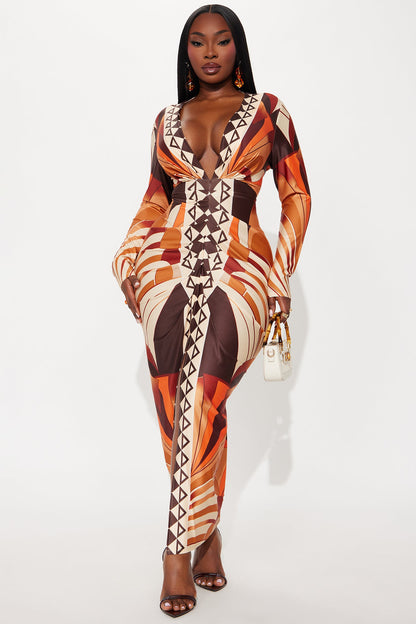 Camilla Maxi Dress - Brown/combo