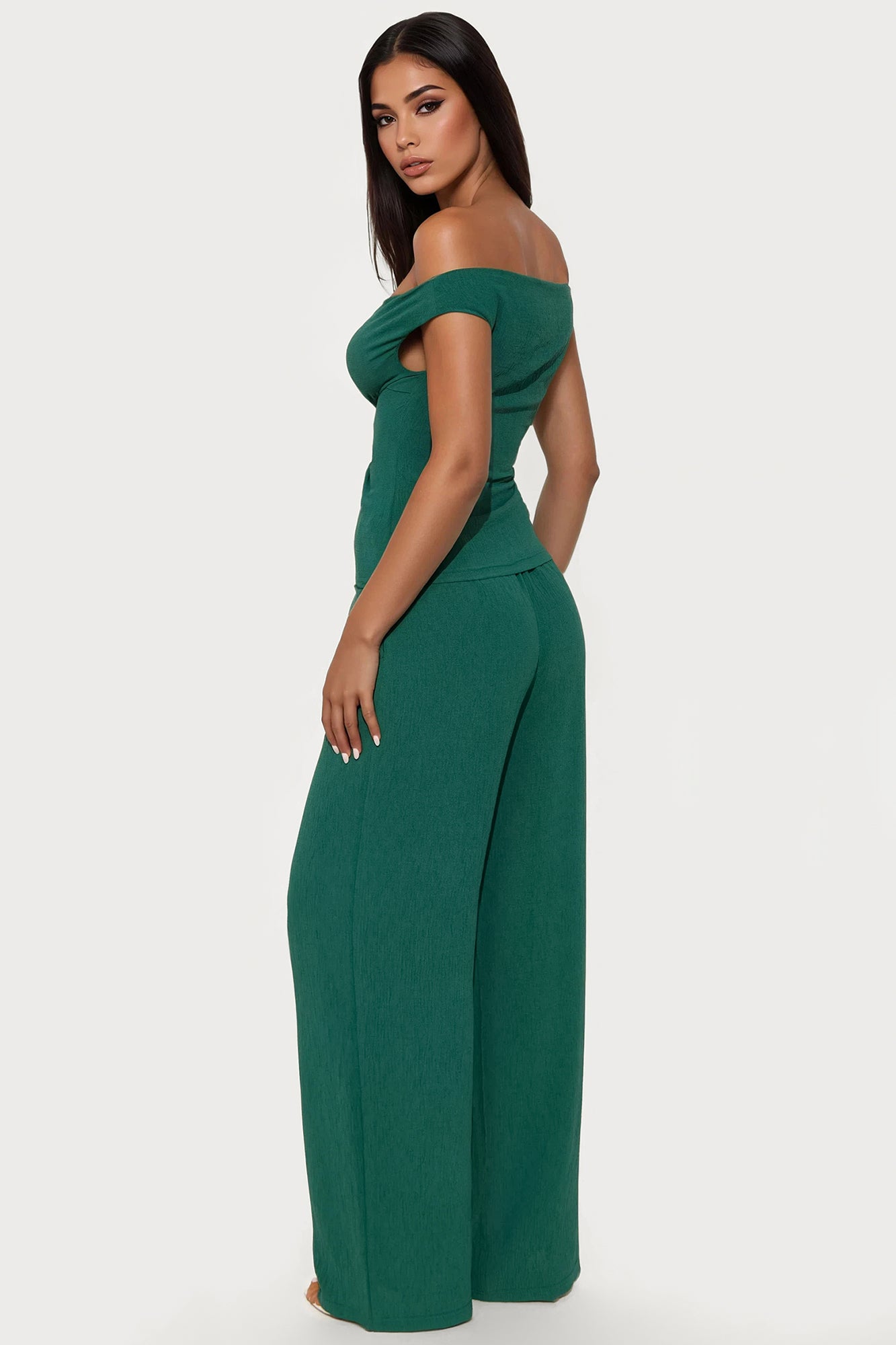 Ana Off Shoulder Pant Set - Hunter