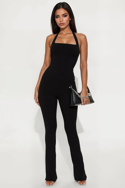Amara Snatched Halter Jumpsuit - Black