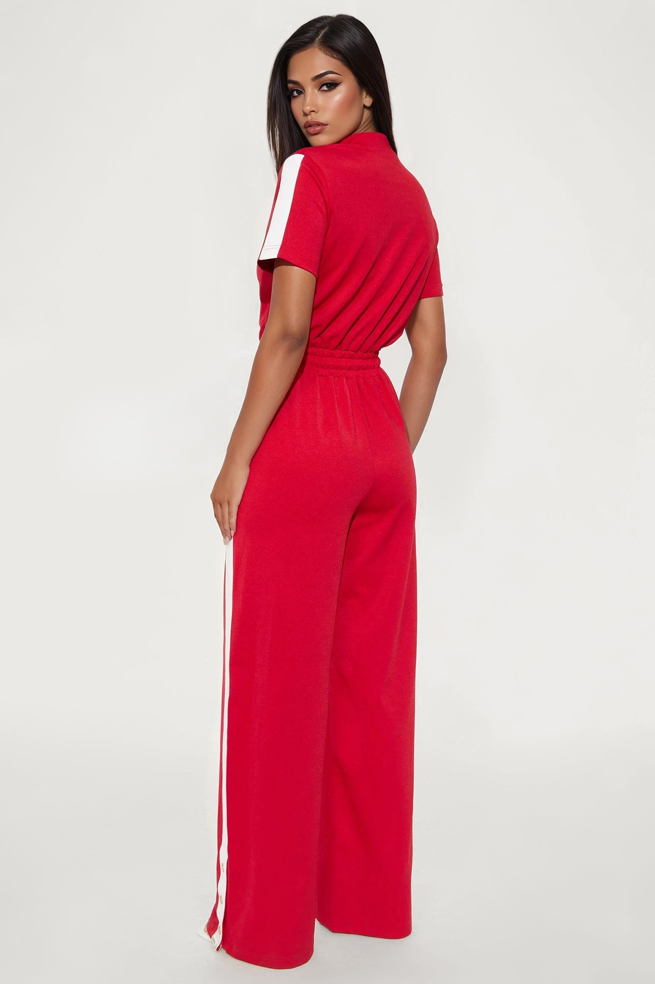 Lianna Short Sleeve Jumpsuit - Red