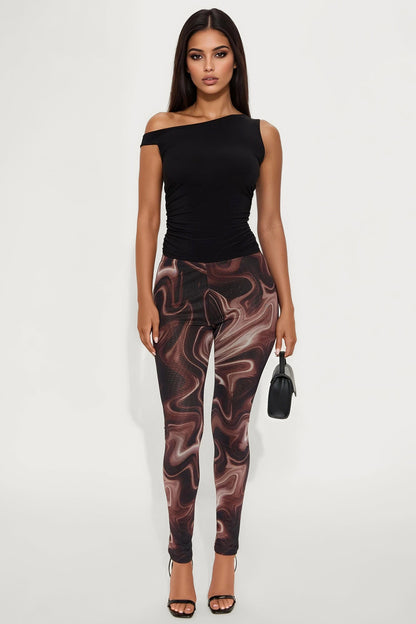 Better Than Your Ex Double Lined Mesh Legging - Brown/combo