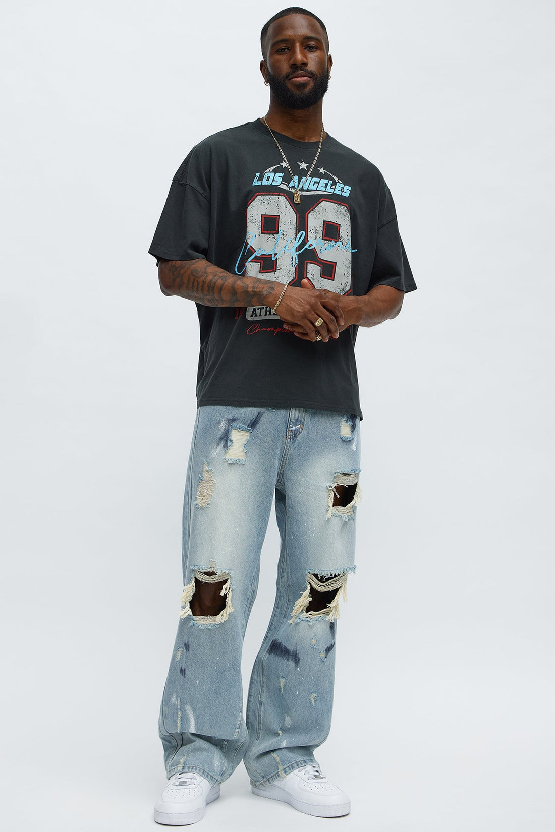 LA Athletics Team 99 Oversized Short Sleeve Tee - Black Wash