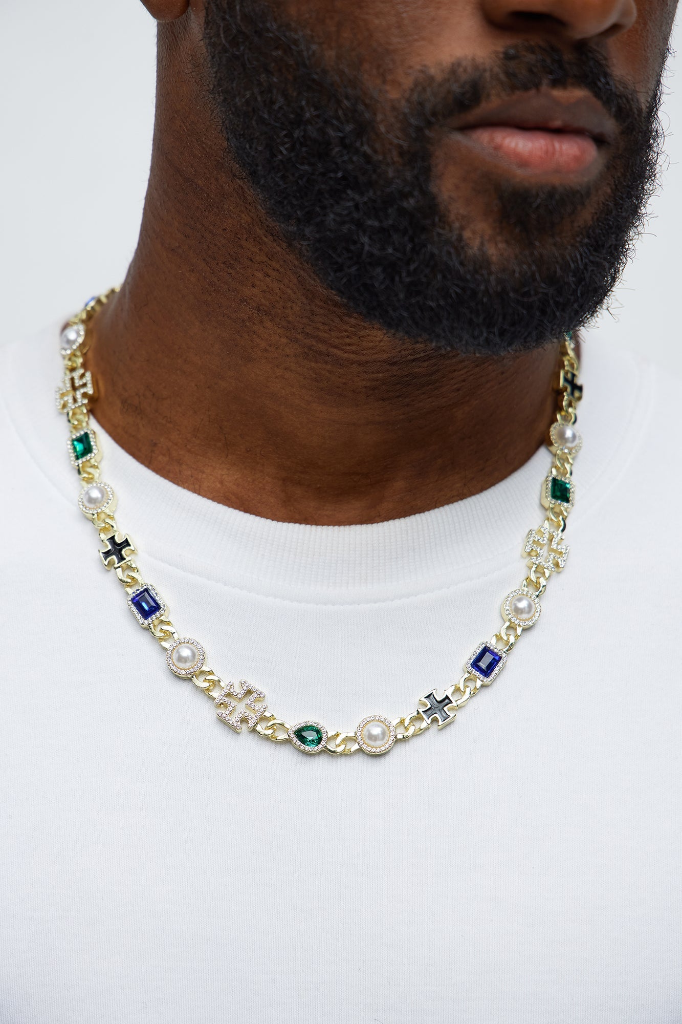 Treasures Iced Out Cross Necklace - Gold