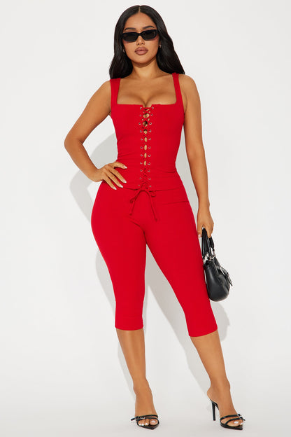 Carina Snatched Pant Set - Red