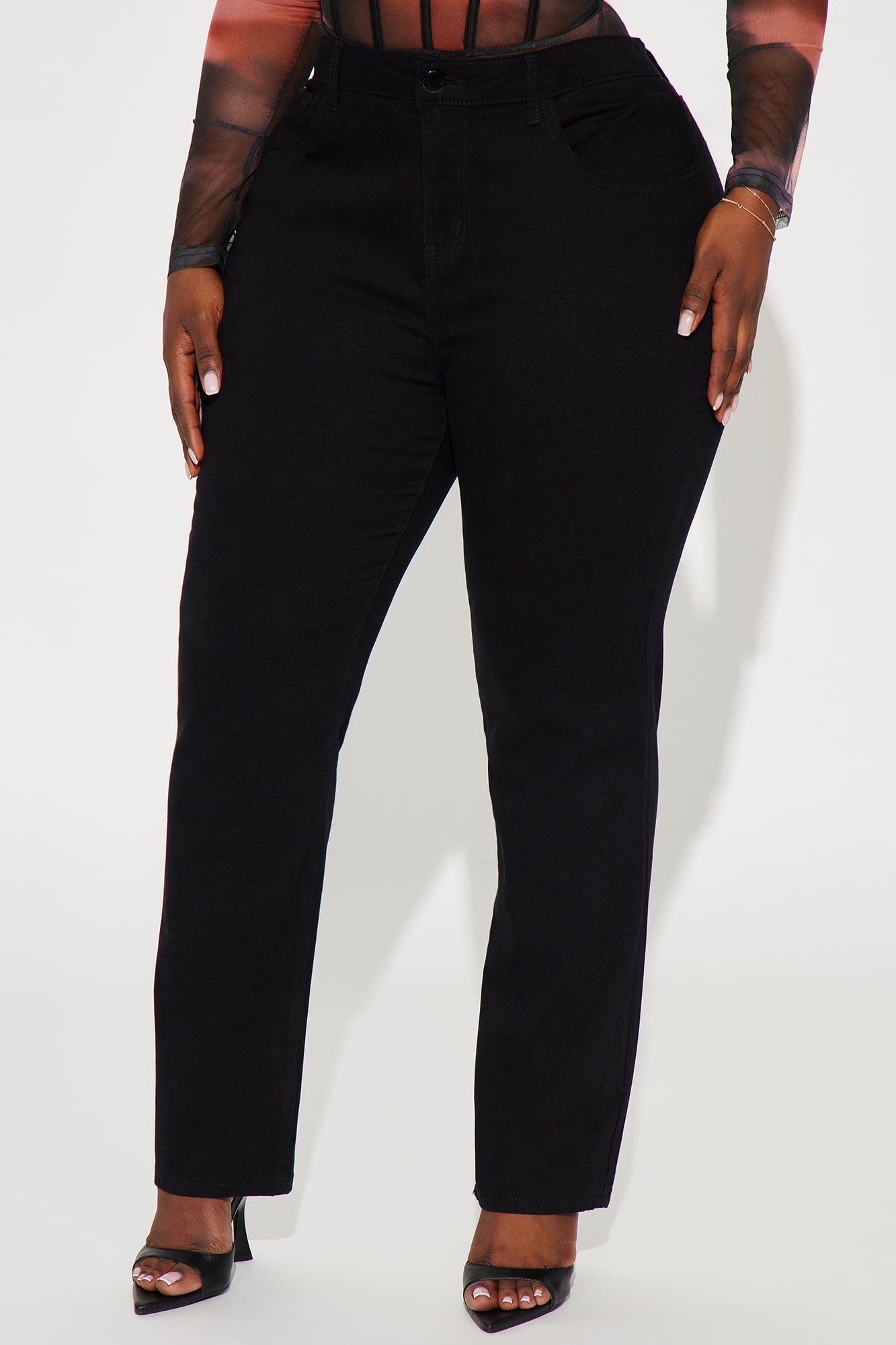 Straight Leg Uniform Pants - Black