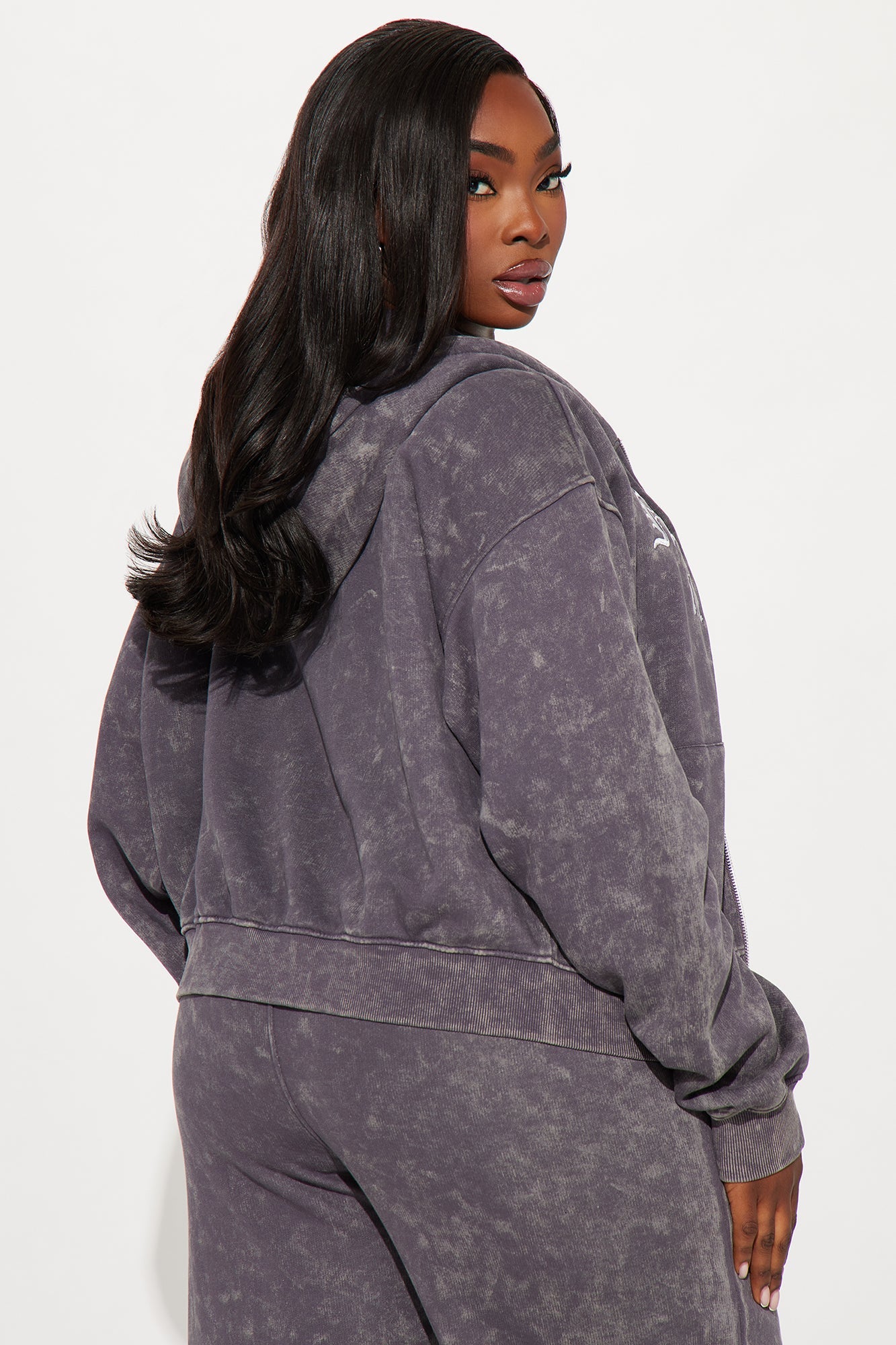 Not In The Mood Washed Zip Hoodie - Charcoal