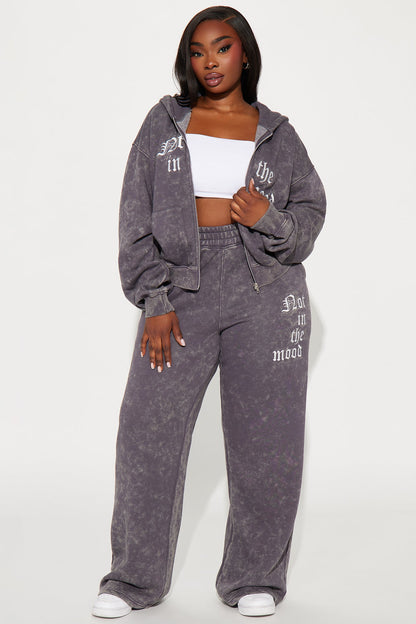 Not In The Mood Washed Zip Hoodie - Charcoal