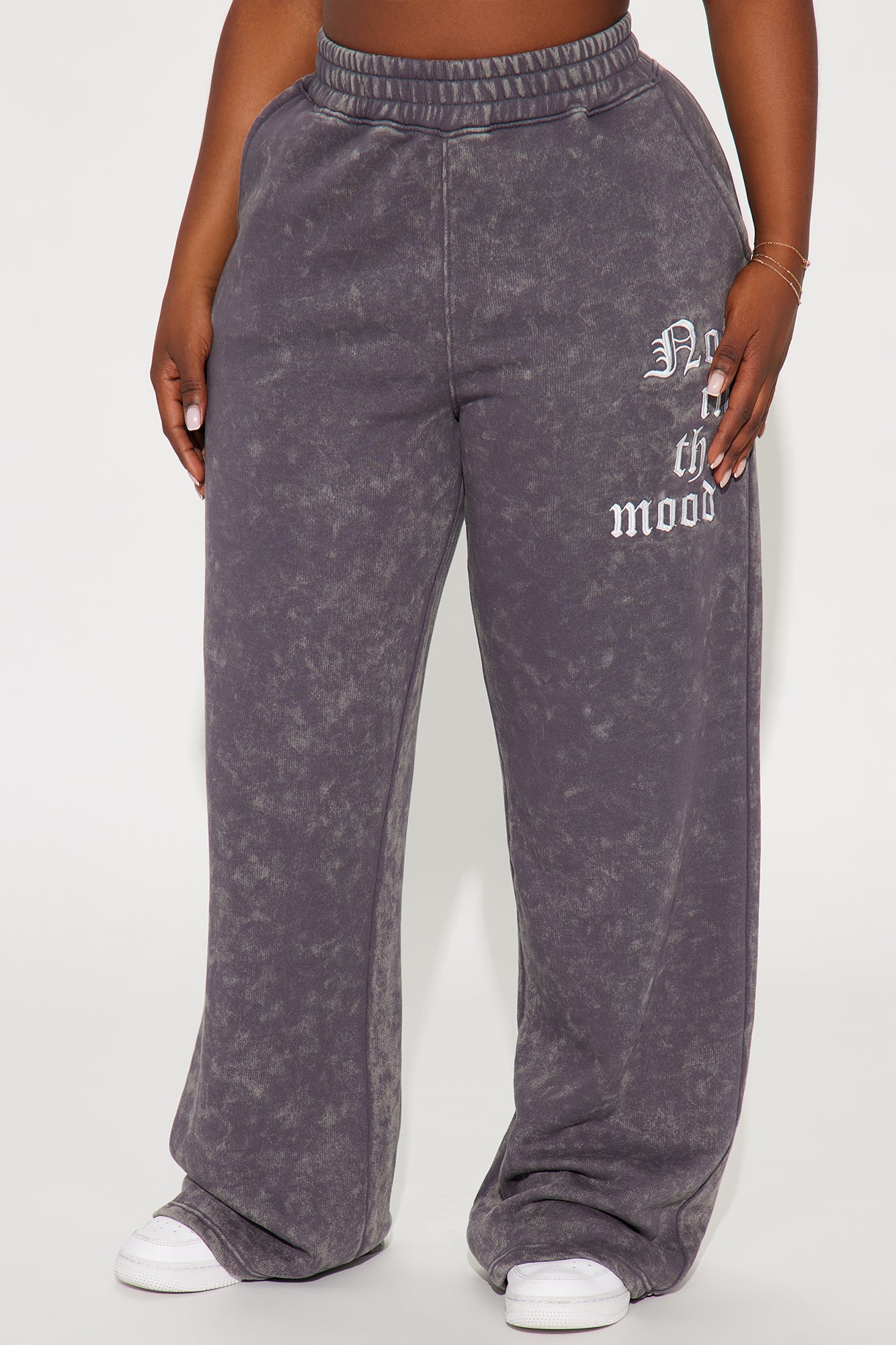 Not In The Mood Washed Wide Leg Pant - Charcoal