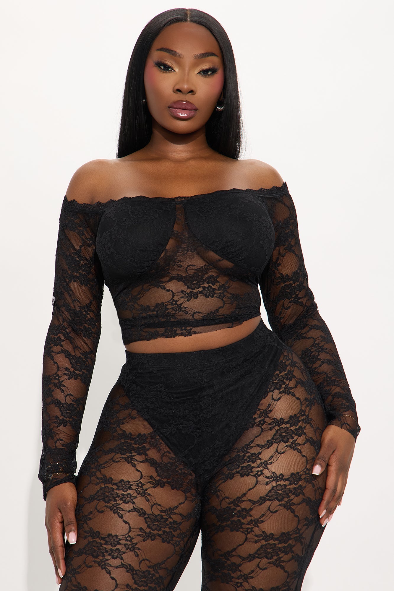 Adryana Lace Pant Set - Black