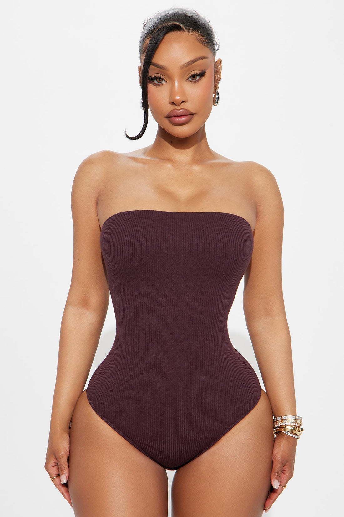 Demi Double Lined Tube Bodysuit - Dark Brown
