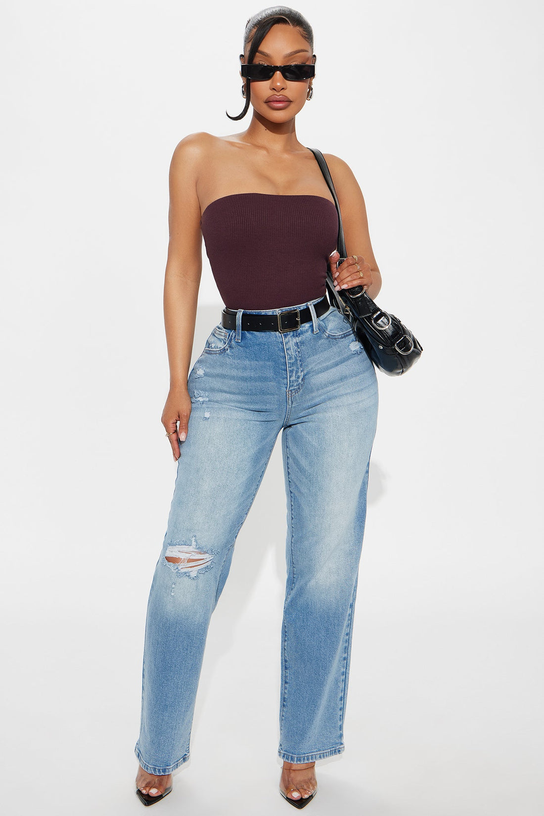 Demi Double Lined Tube Bodysuit - Dark Brown