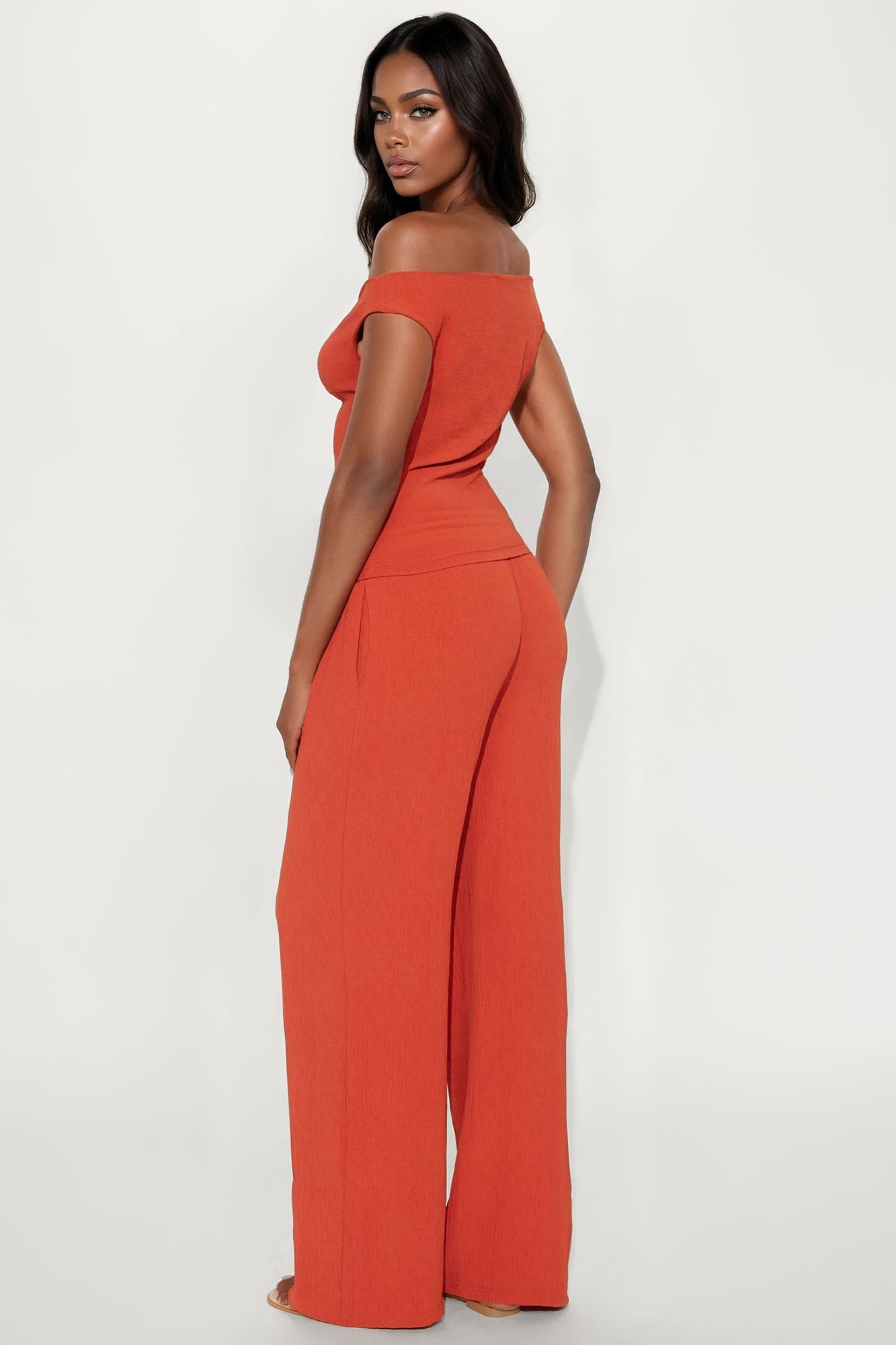 Ana Off Shoulder Pant Set - Rust