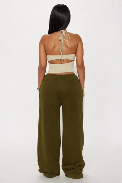 Second Skin Double Lined Cut Out Halter Top - Stone