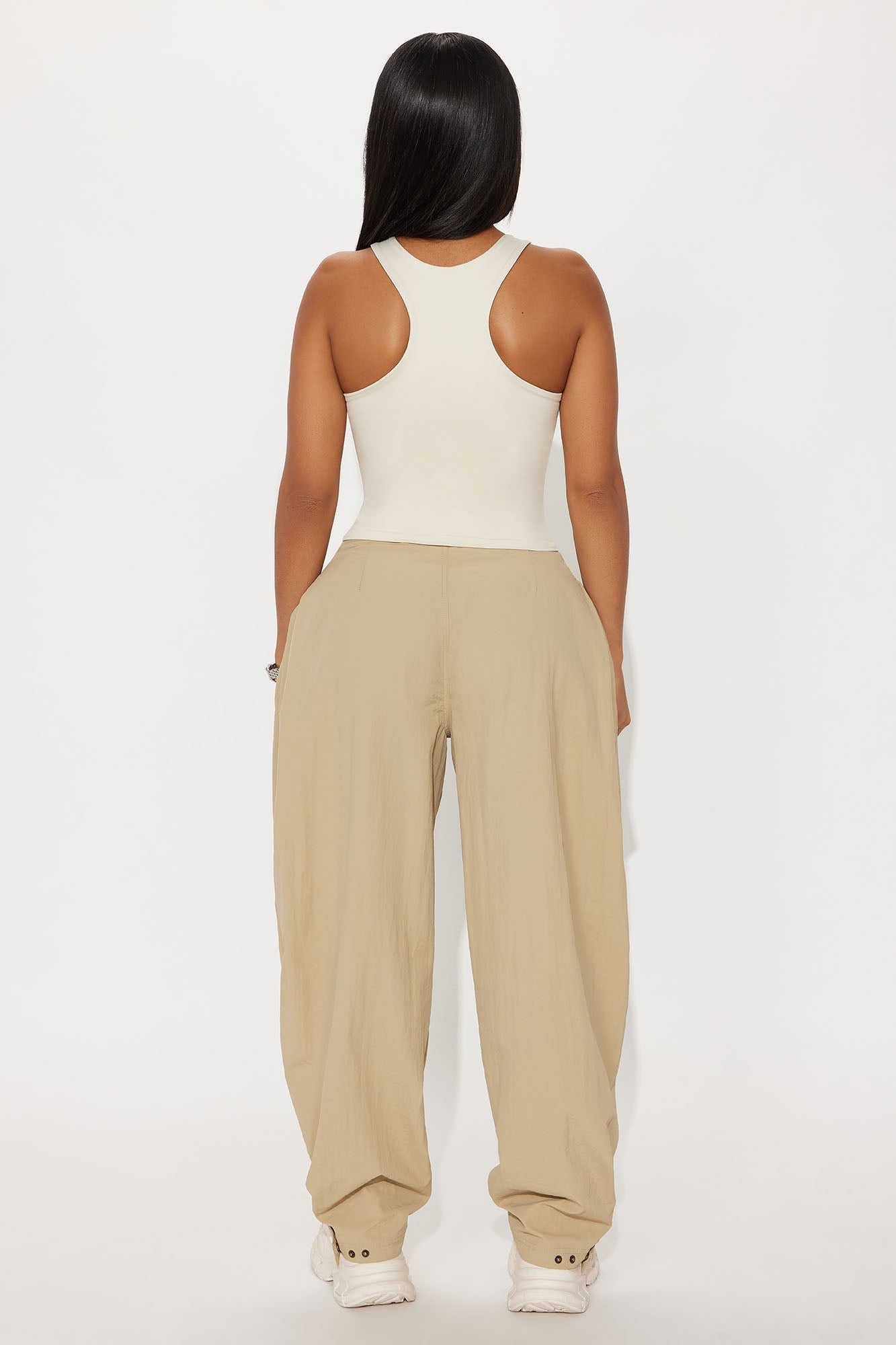 Contour Double Lined High Neck Tank Top - Bone