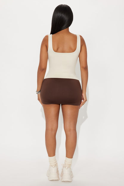 Contour Double Lined Square Neck Tank Top - Bone