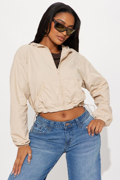 All Day Fave Cropped Windbreaker - Taupe