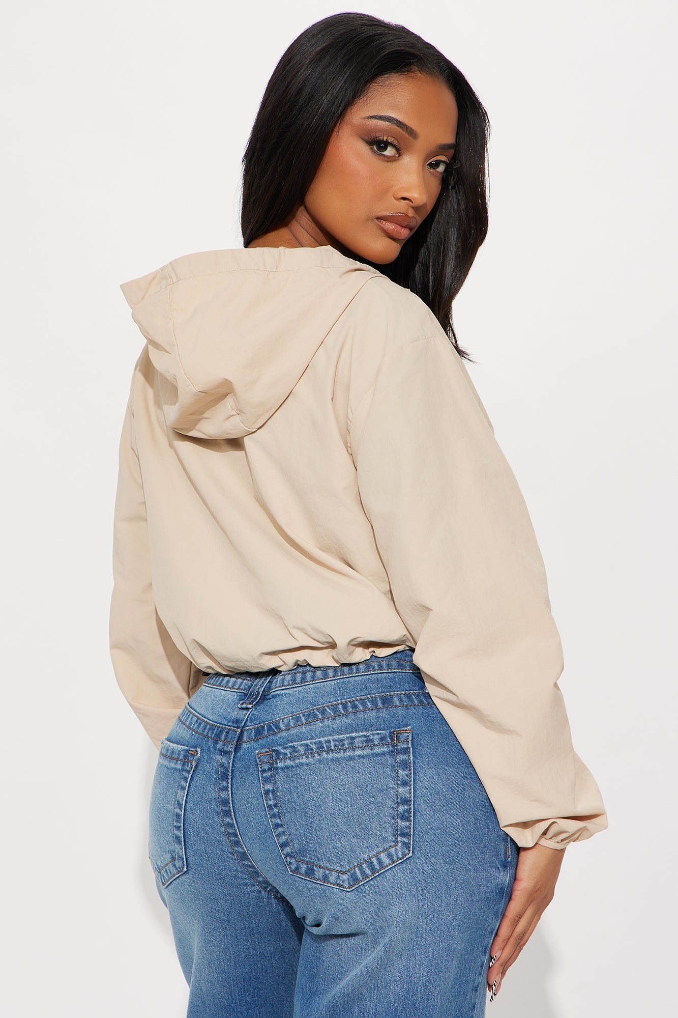 All Day Fave Cropped Windbreaker - Taupe