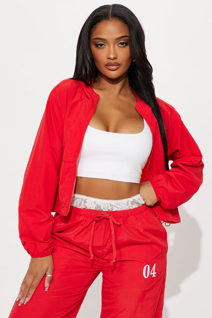 All Day Fave Cropped Windbreaker - Red