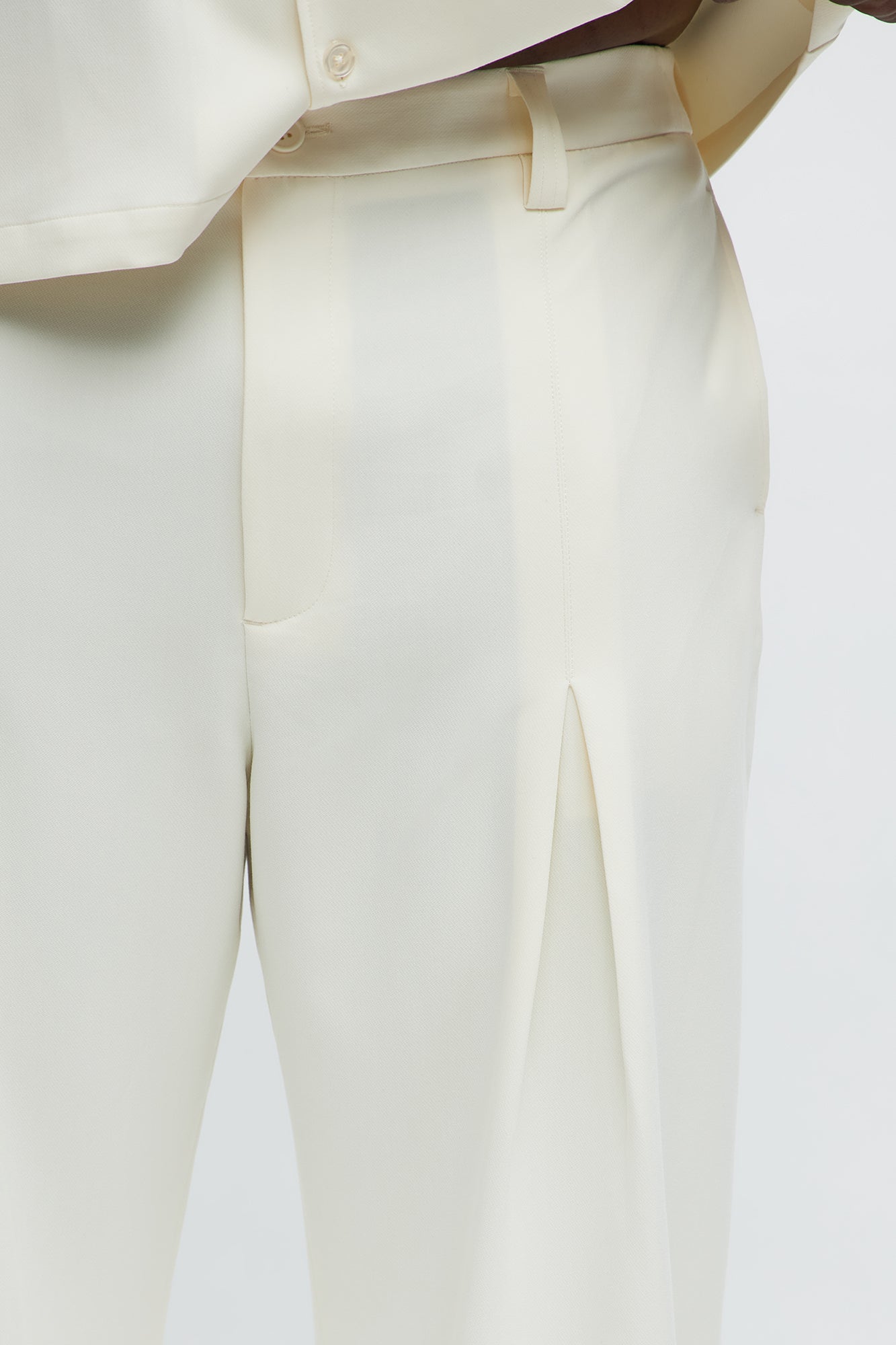 Ronan High Waisted Pleated Trousers - Cream